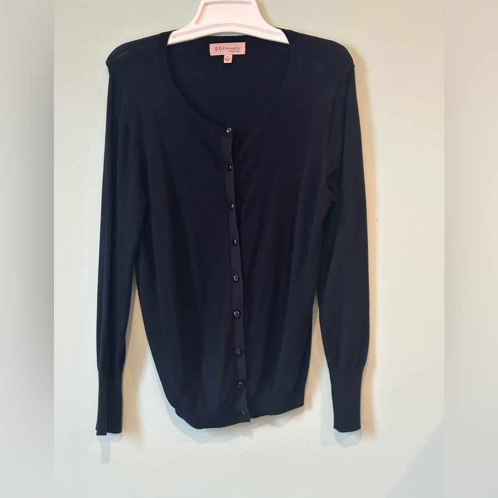 Philosophy Charcoal Button-Up Sweater, Size L